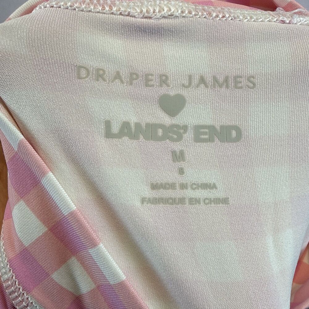 Draper James Lands' End UPF 50 Girls Rash Guard M 10-12 Pink Red Gingham - Picture 8 of 8